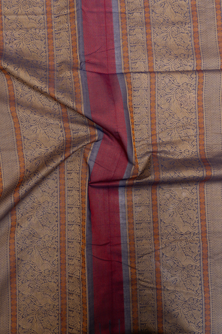 Dark blue pure handloom cotton saree