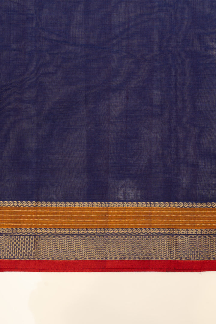 Dark blue pure handloom cotton saree