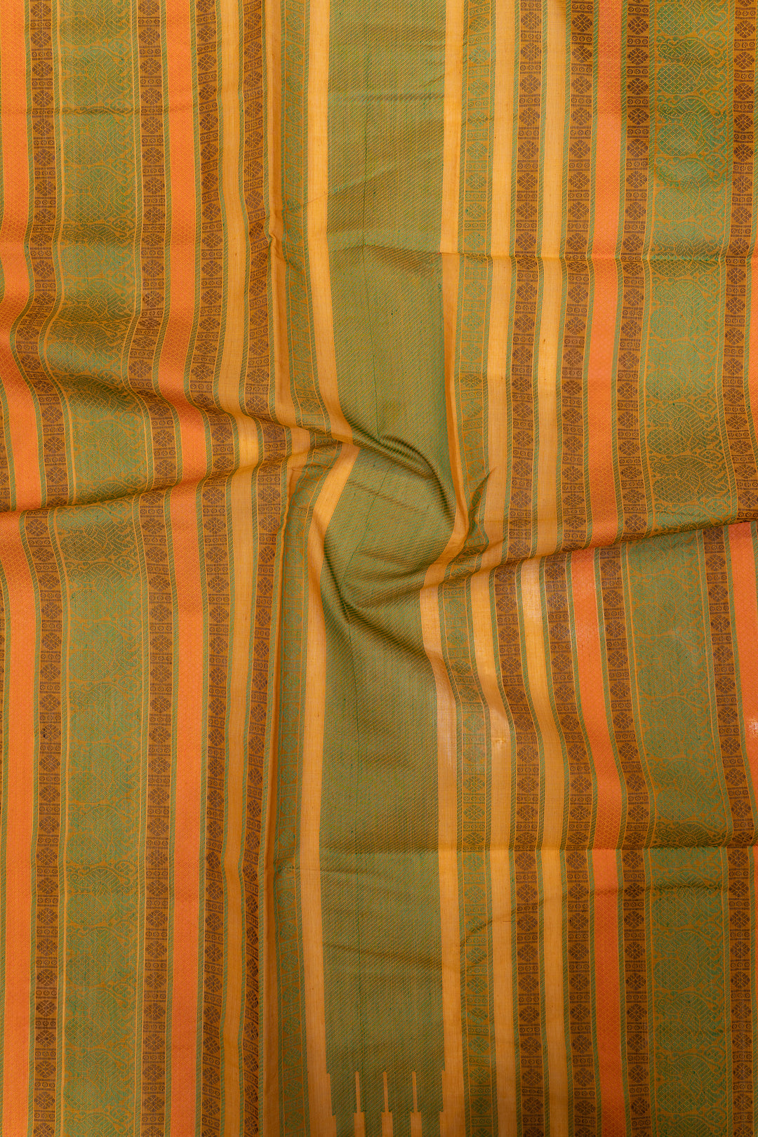 Yellow Varisaipettu threadwork pure handloom cotton saree