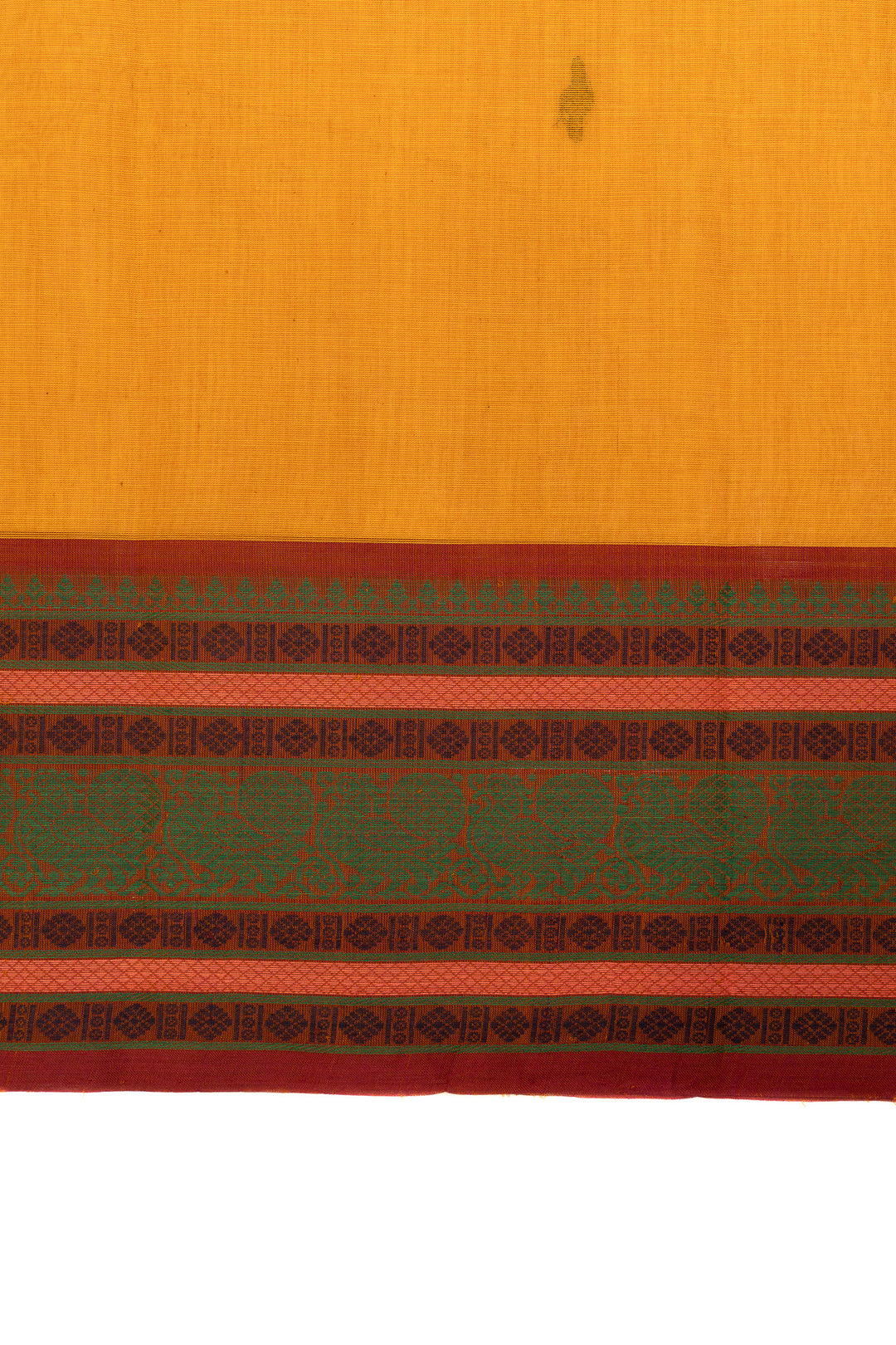 Yellow Varisaipettu threadwork pure handloom cotton saree