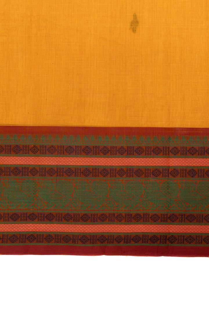 Yellow Varisaipettu threadwork pure handloom cotton saree