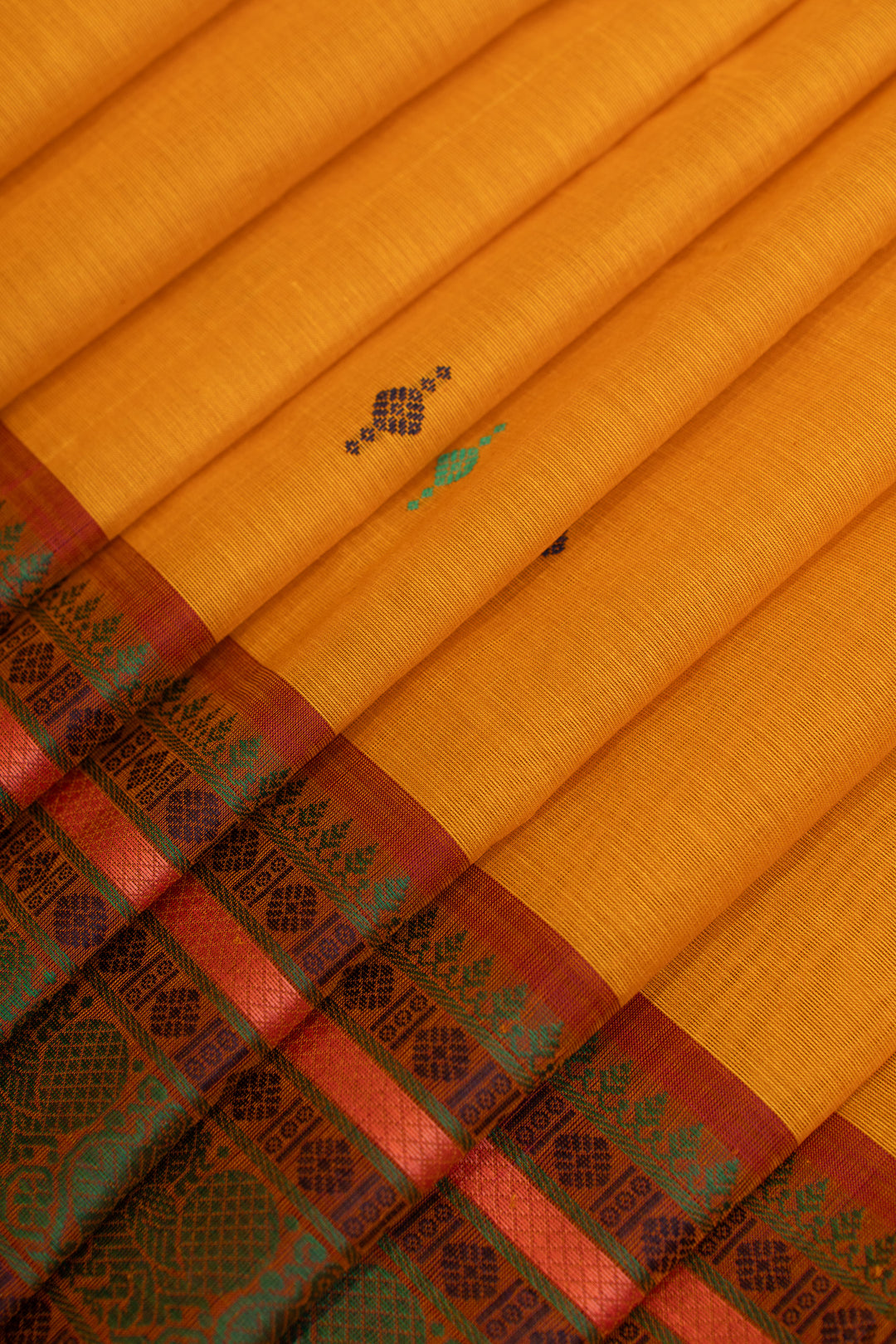 Yellow Varisaipettu threadwork pure handloom cotton saree