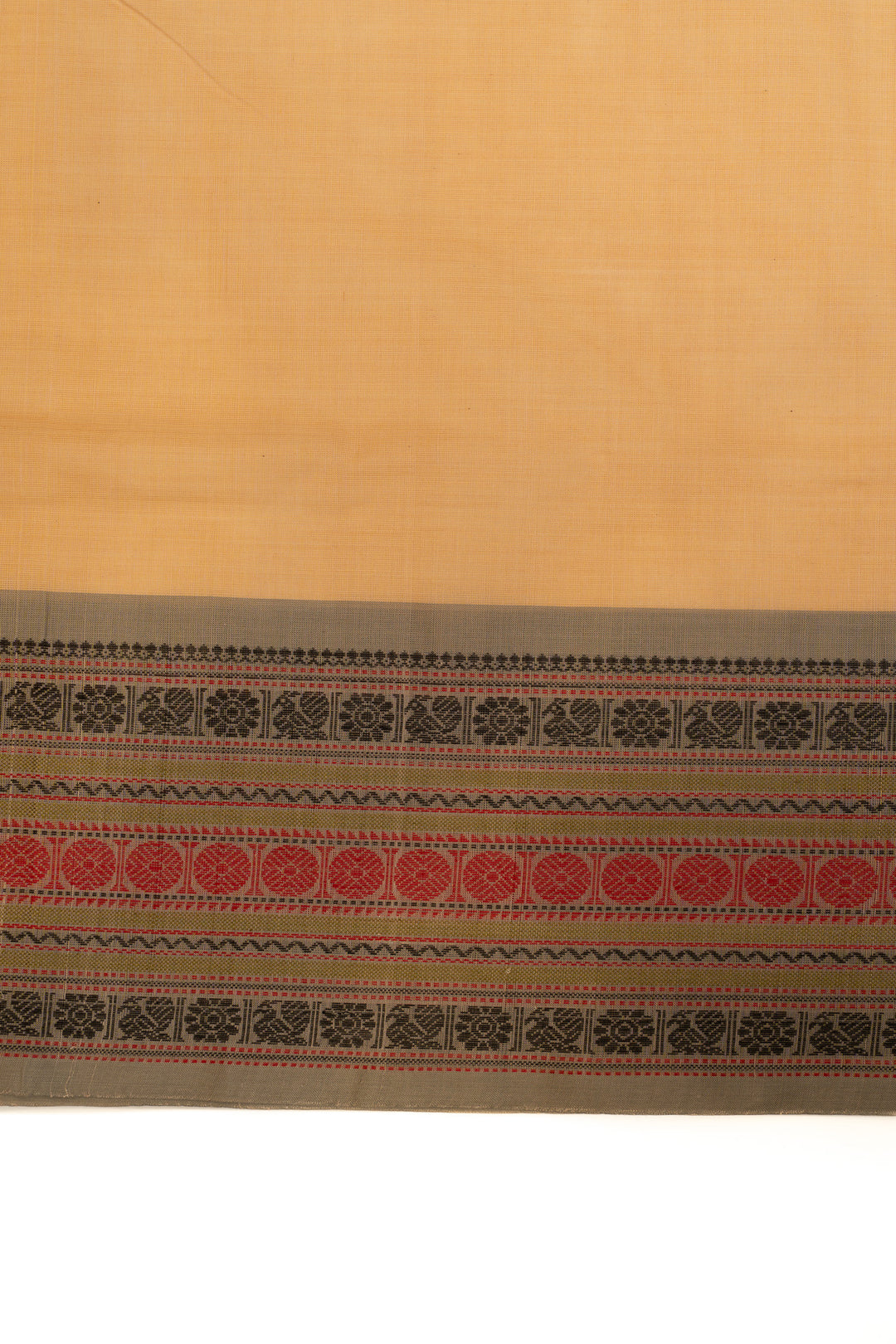 Cream threadwork pure handloom cotton saree