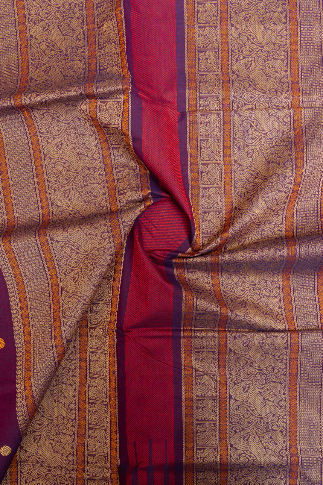 Purple thread work pure handloom cotton saree