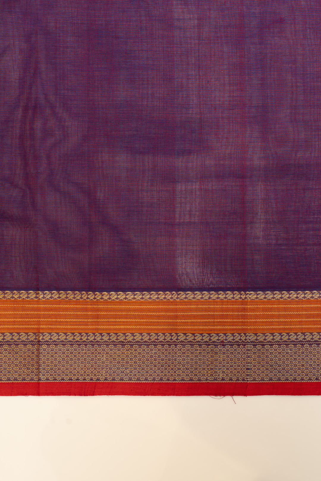 Purple thread work pure handloom cotton saree