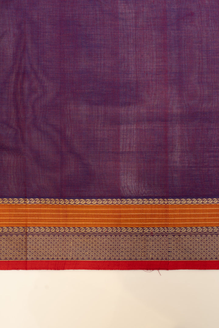 Purple thread work pure handloom cotton saree