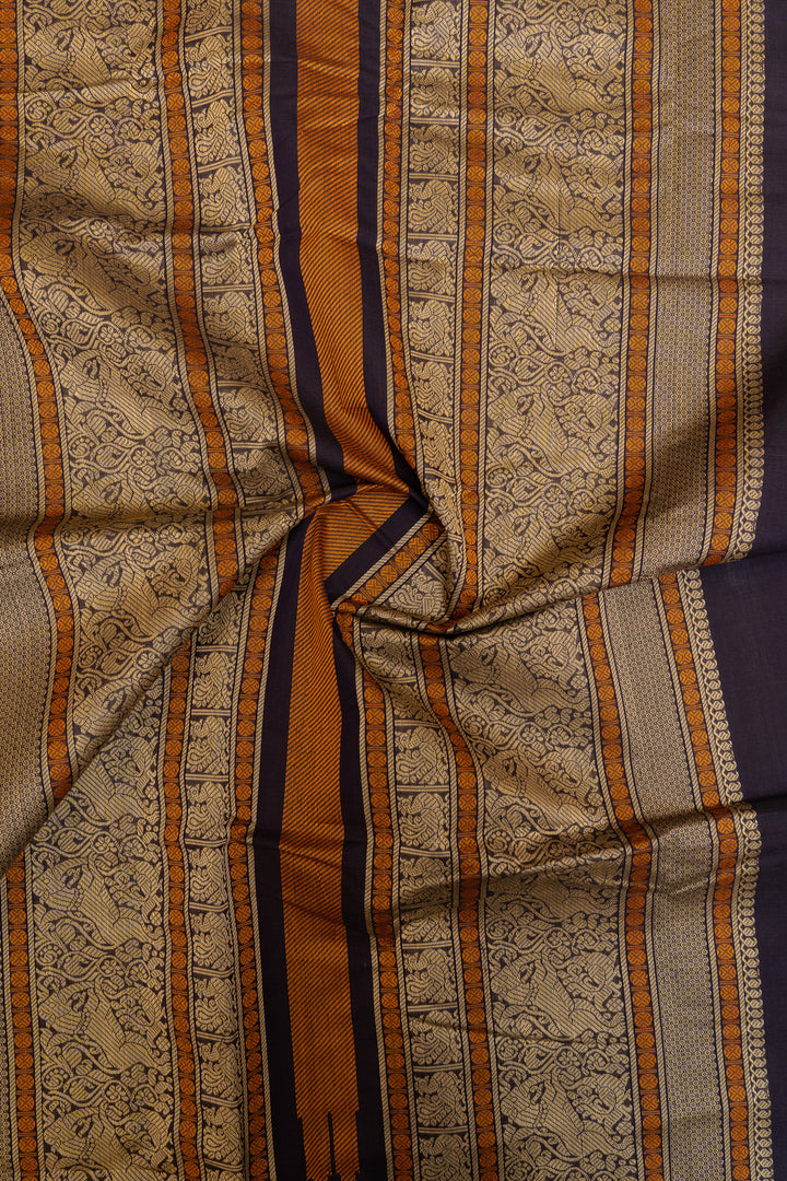 Purple threadwork pure handloom cotton saree