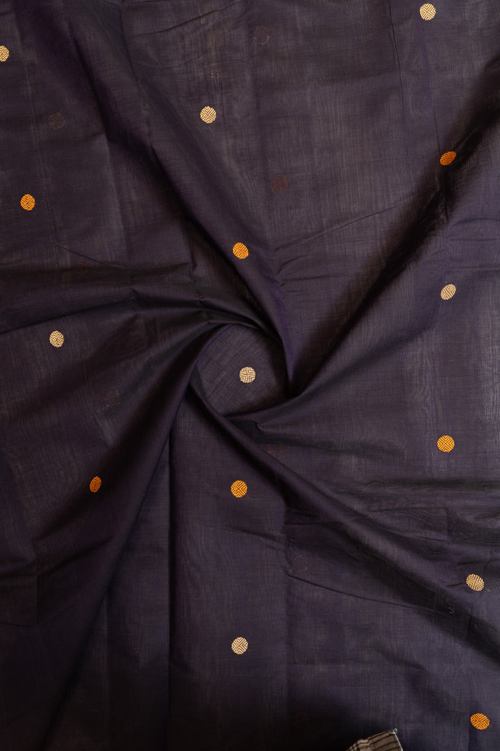 Purple threadwork pure handloom cotton saree