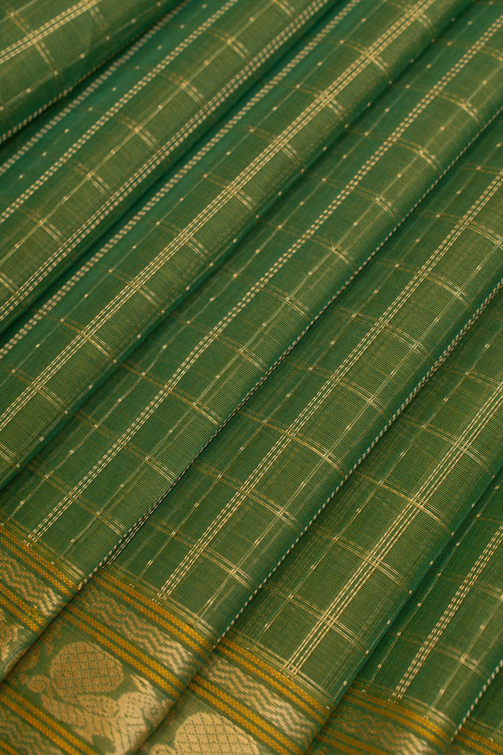 Green lakshadeepam pure handloom cotton saree