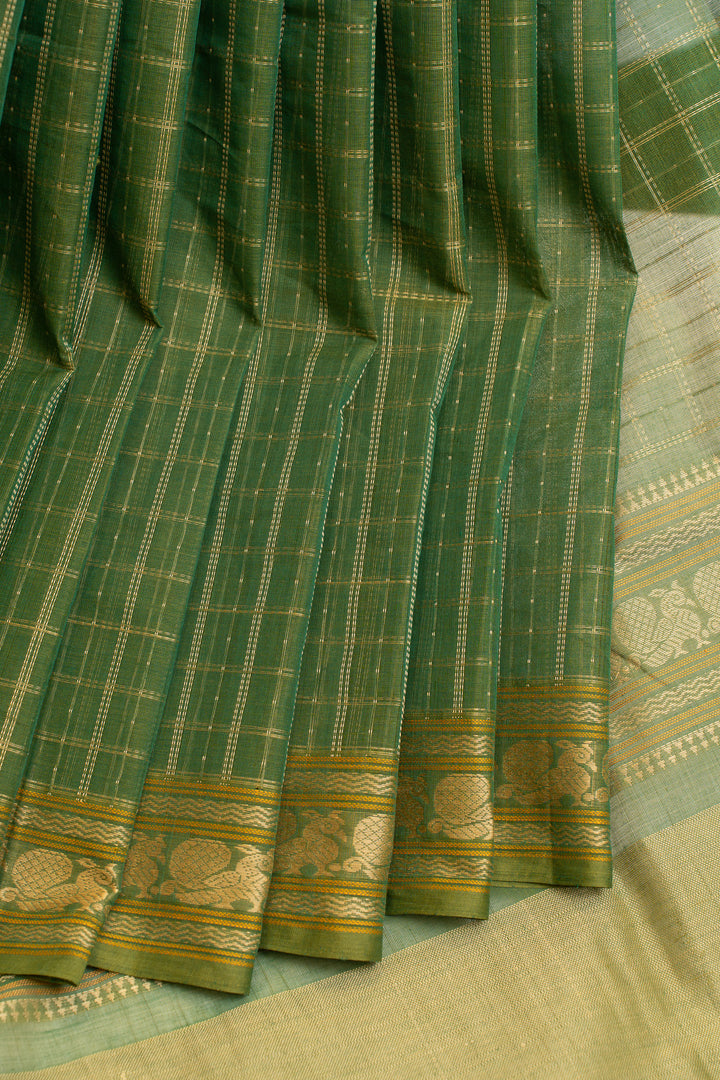 Green lakshadeepam pure handloom cotton saree