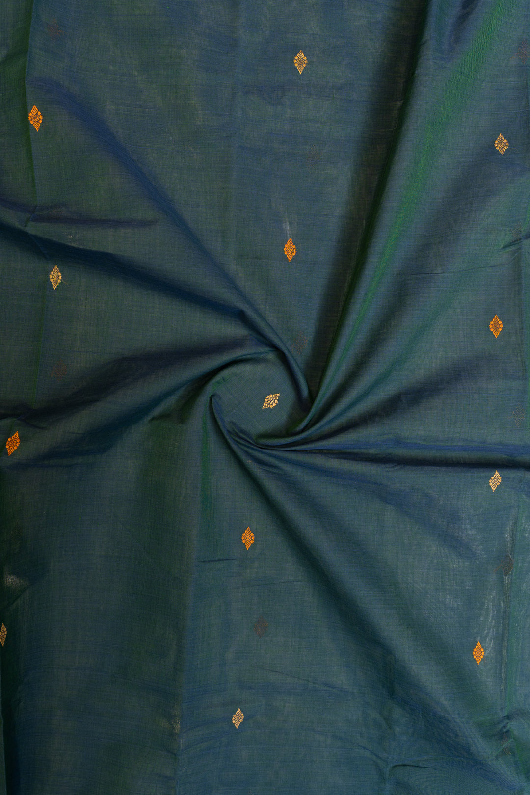 Peacock blue and mustard pure handloom cotton saree