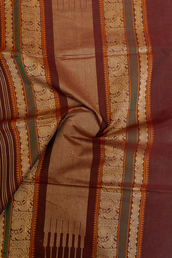 Royal maroon thread checks pure handloom cotton saree
