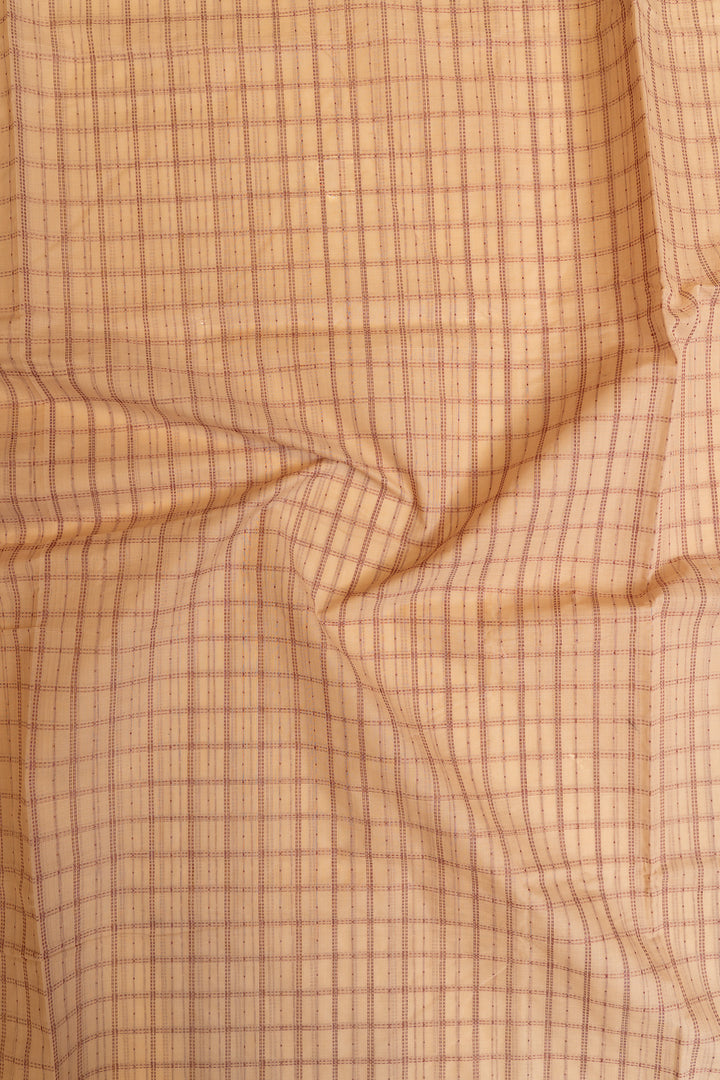 Sandal cream thread checks pure handloom cotton  saree