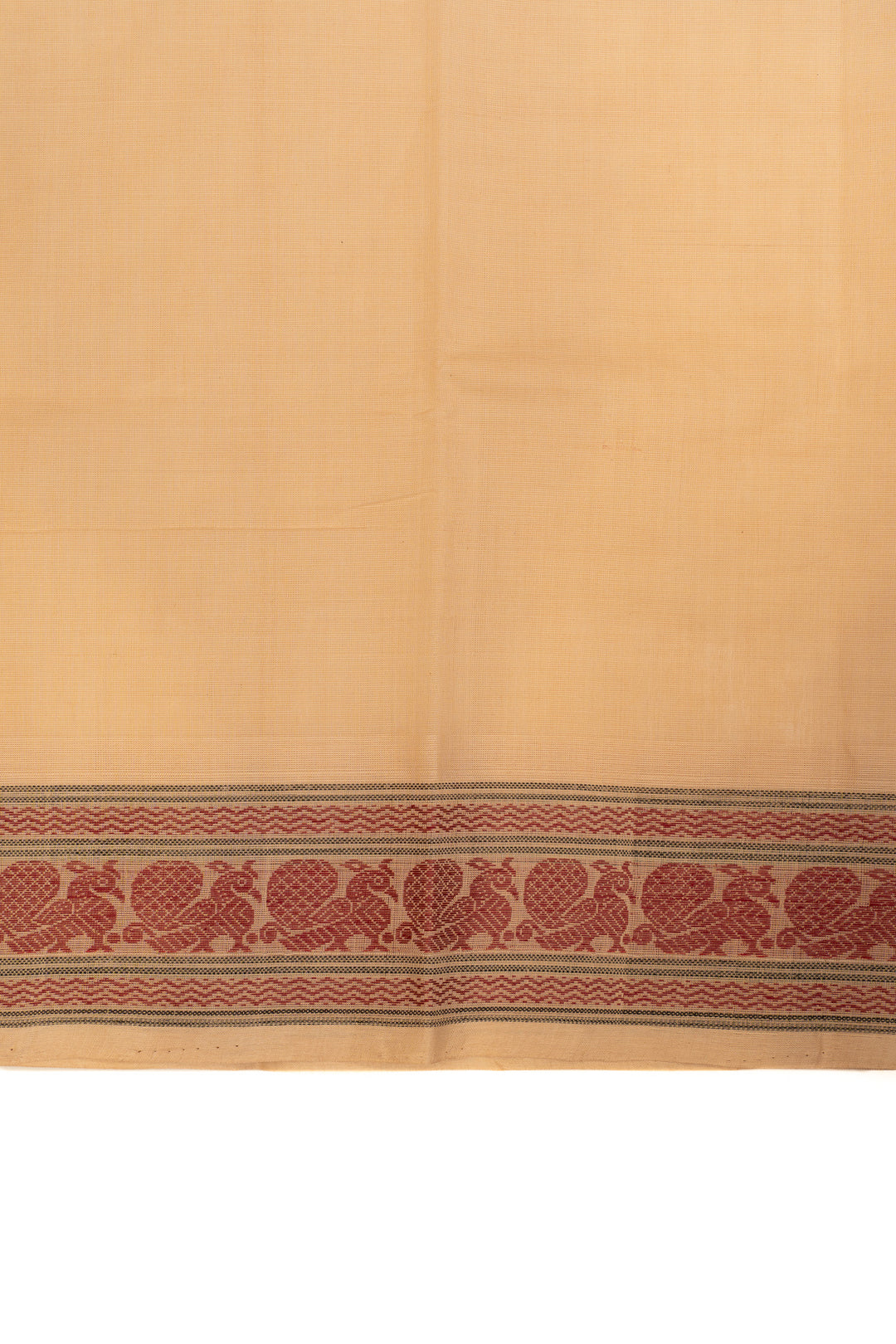 Sandal cream thread checks pure handloom cotton  saree