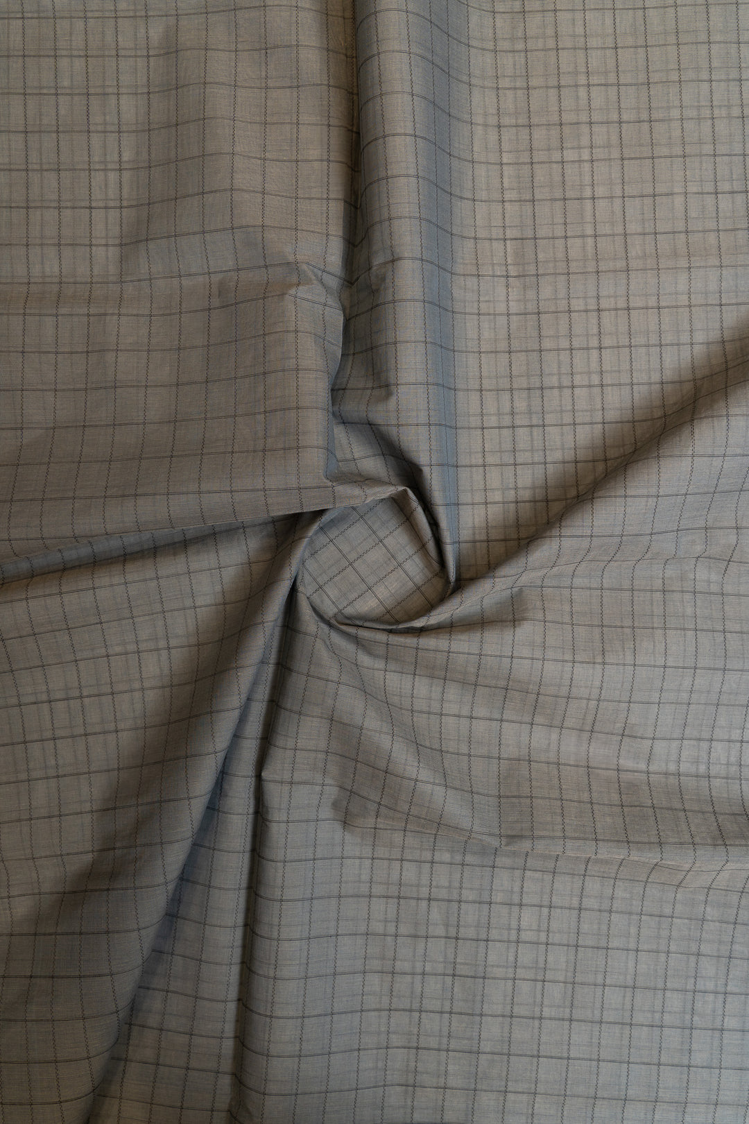 Grey and black thread checks pure handloom cotton saree