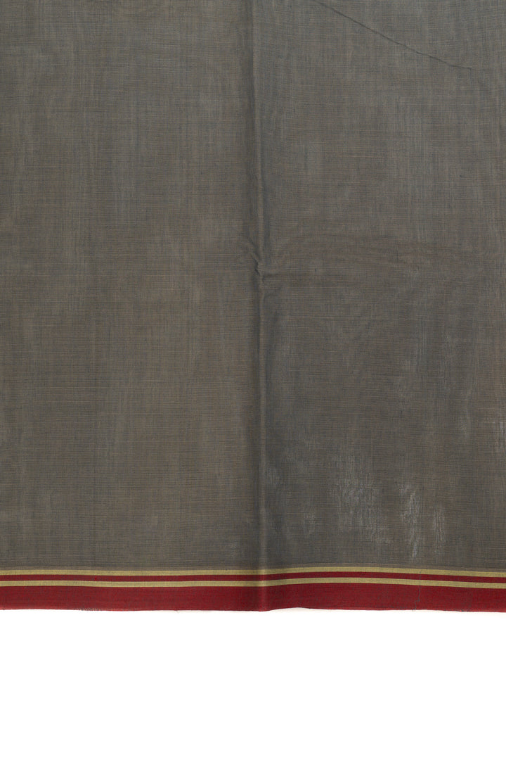 Grey and black thread checks pure handloom cotton saree