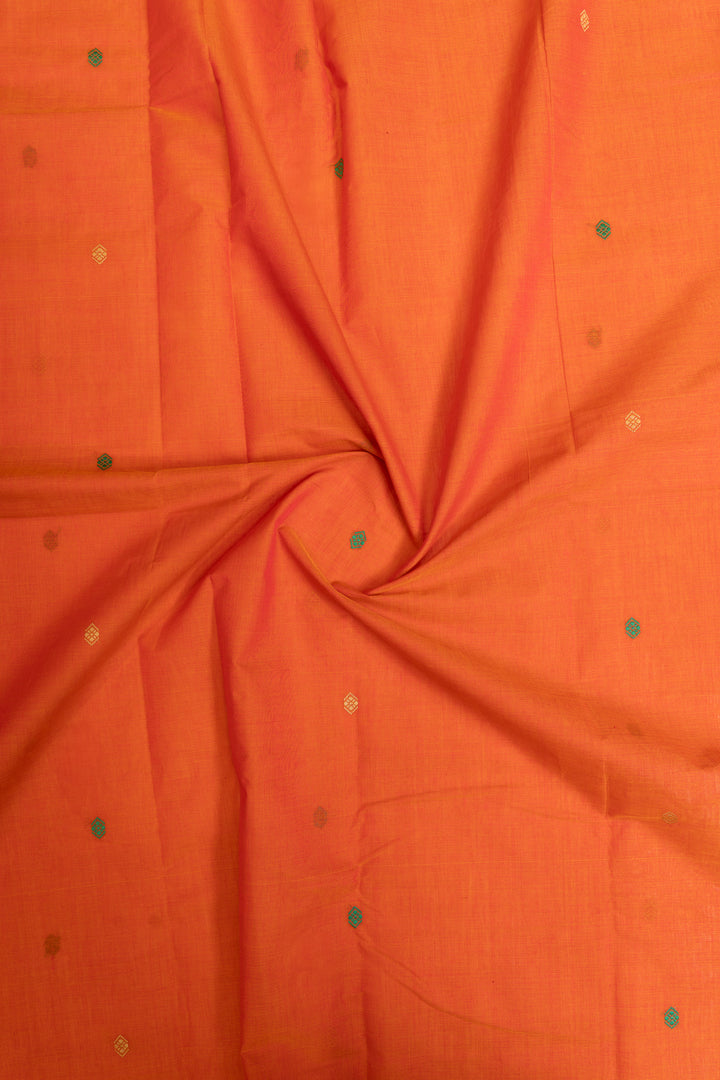 Orange and maroon threadwork pure handloom cotton saree