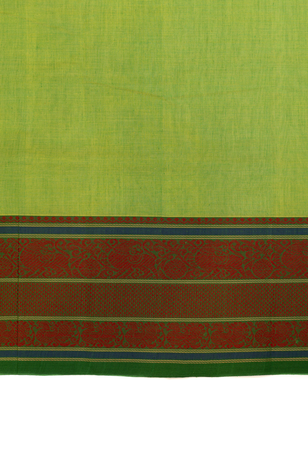 Lead green and bottle green pure handloom cotton saree
