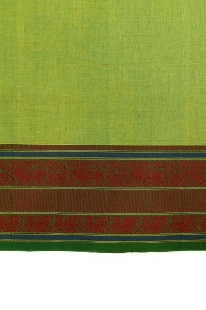 Lead green and bottle green pure handloom cotton saree