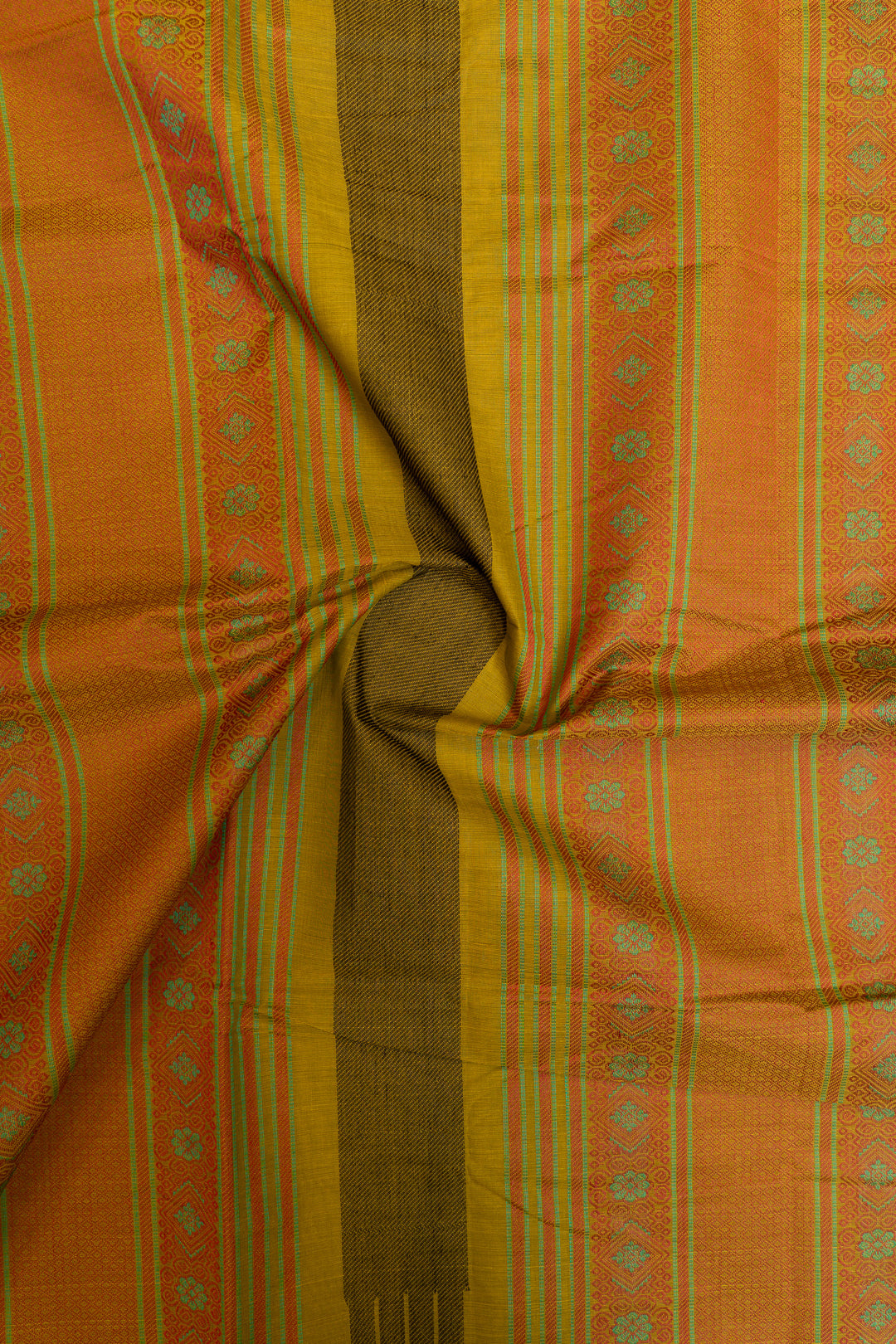 Mehendi green threadwork pure cotton saree