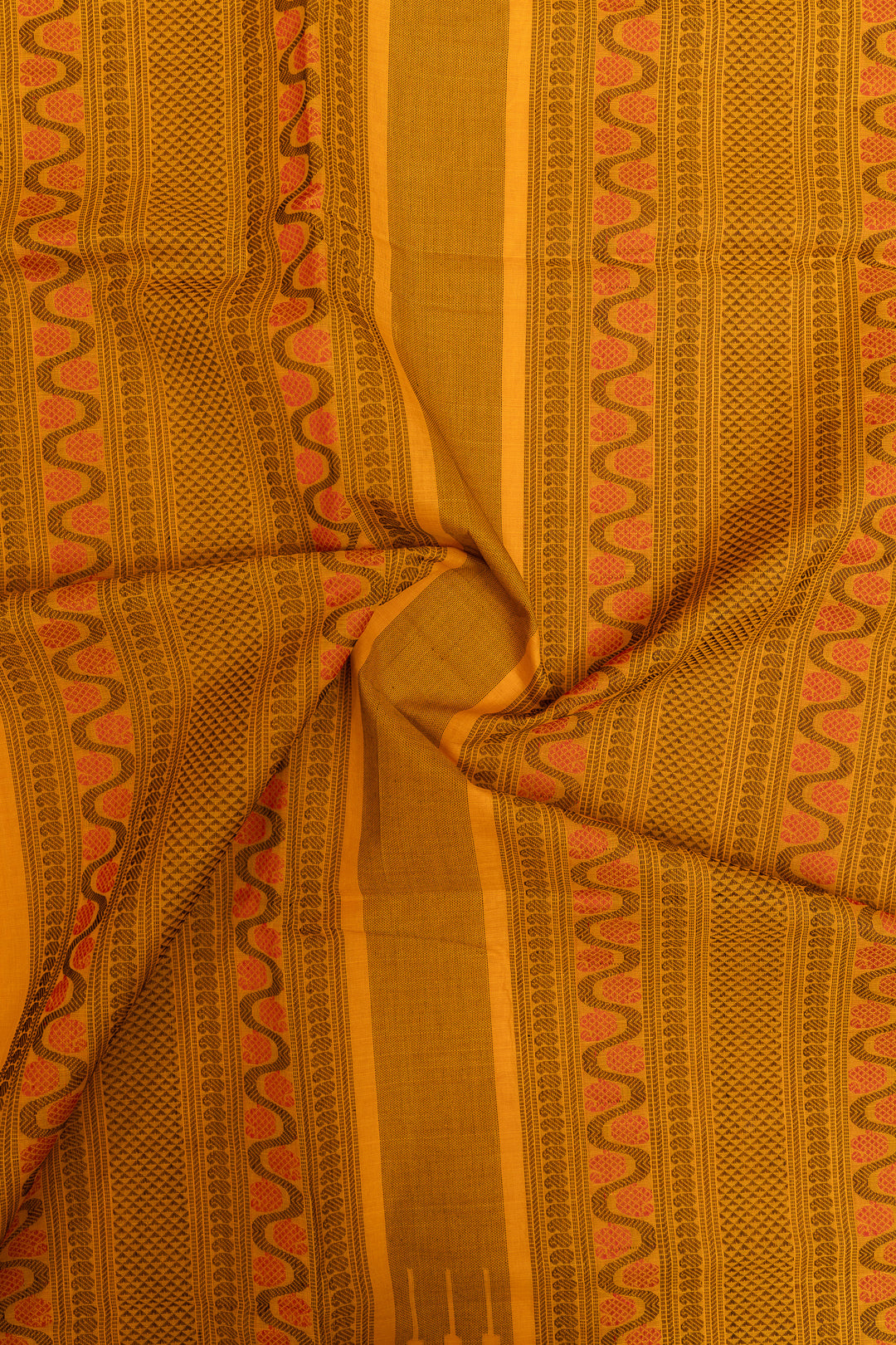 Yellow threadwork pure cotton saree