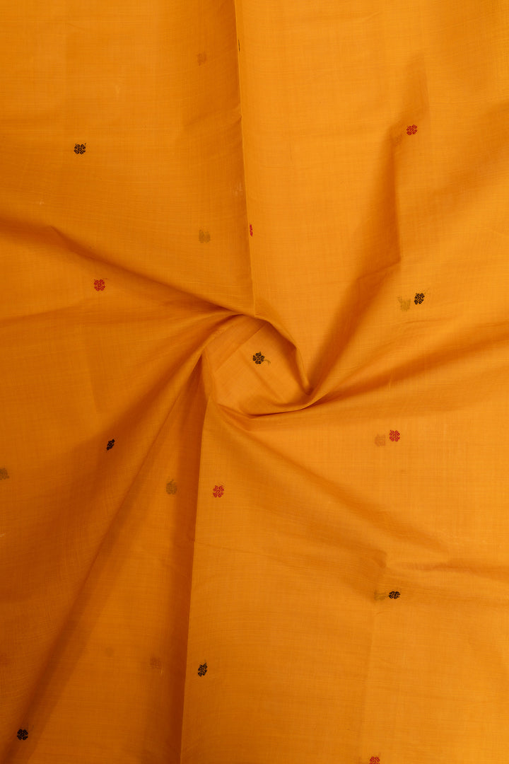 Yellow threadwork pure cotton saree