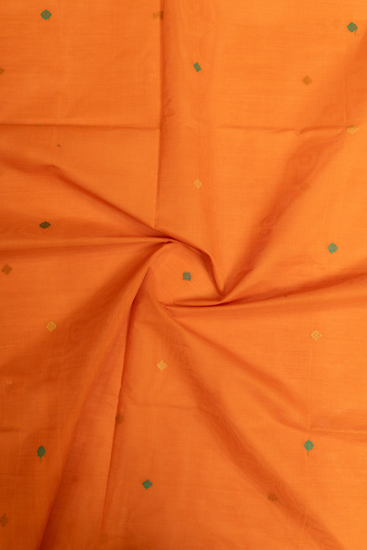 Orange and red threadwork pure cotton saree