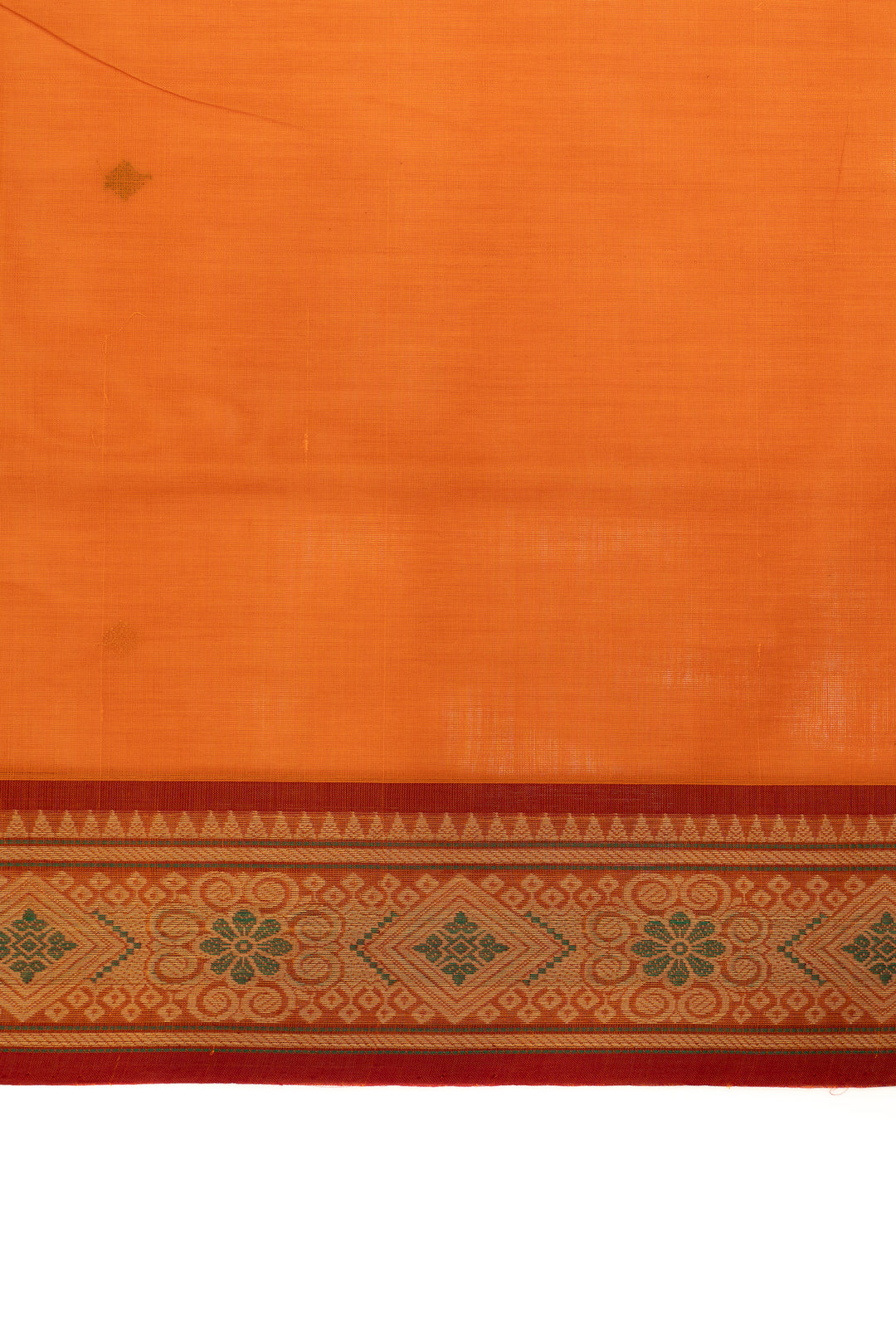 Orange and red threadwork pure cotton saree