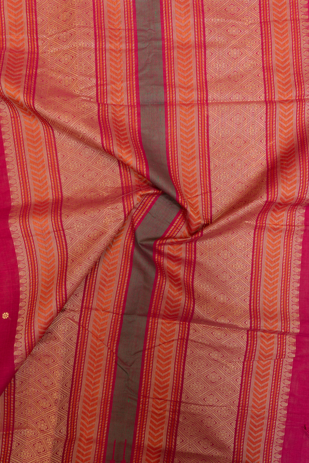 Magenta threadwork pure handloom cotton saree