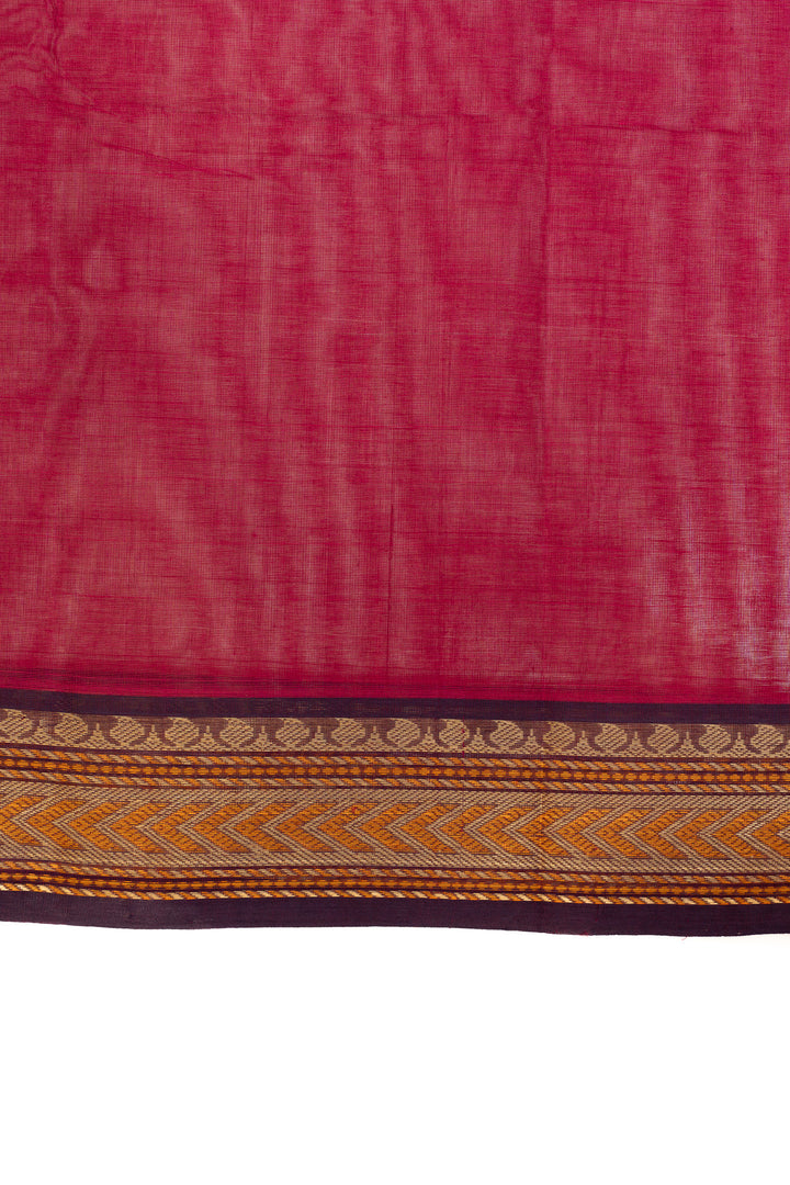 Magenta threadwork pure handloom cotton saree