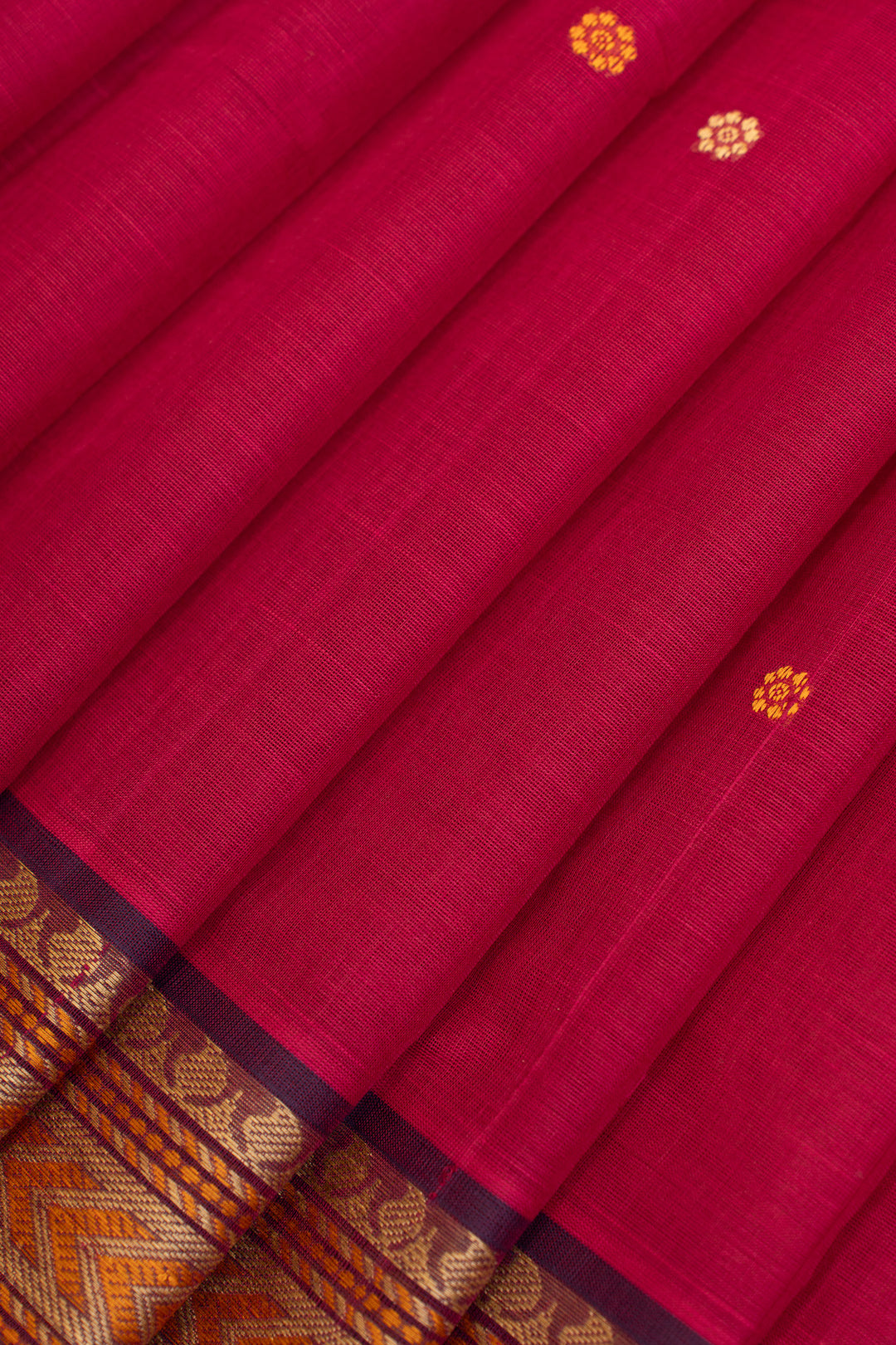 Magenta threadwork pure handloom cotton saree