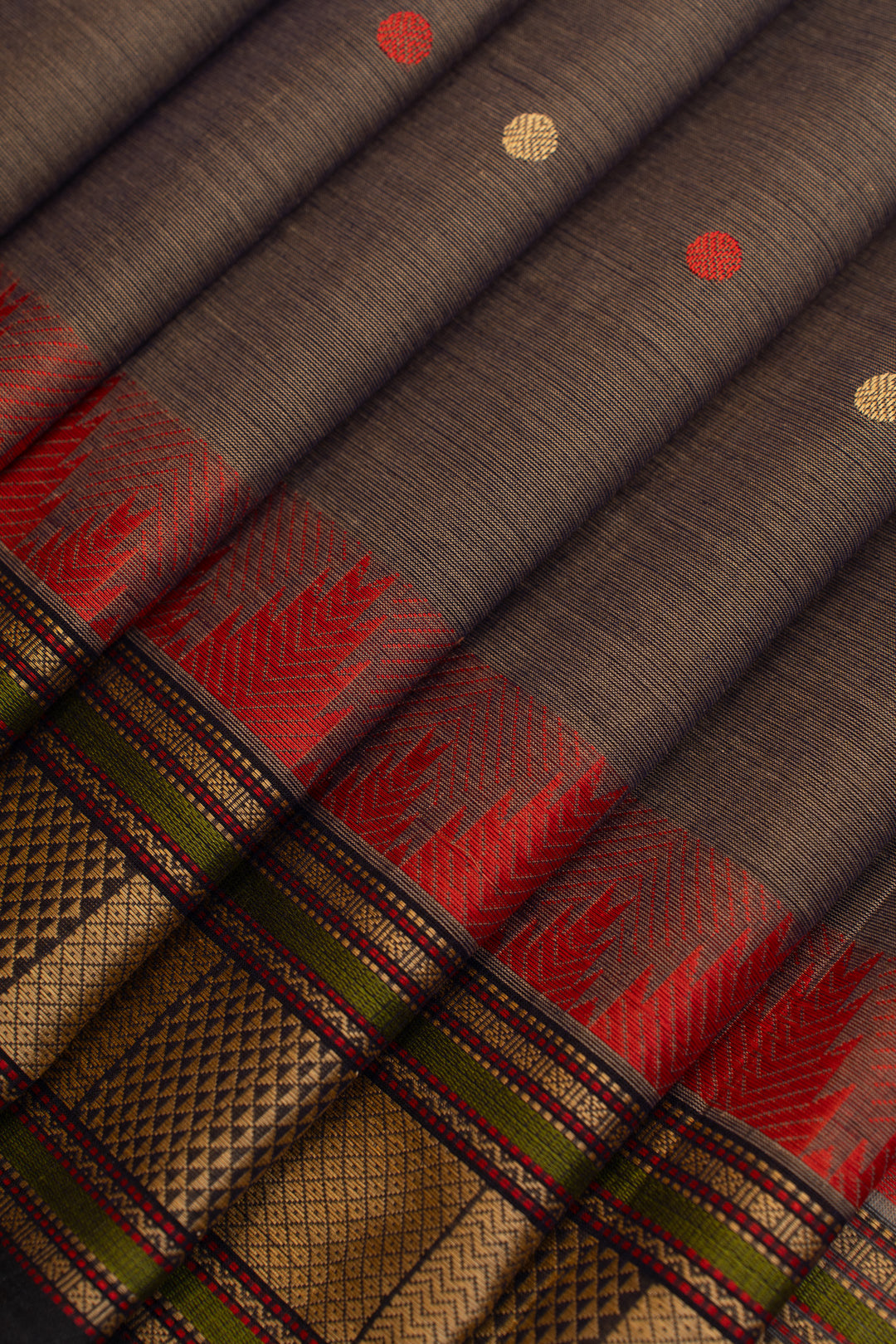 Grey threadwork pure handloom cotton saree