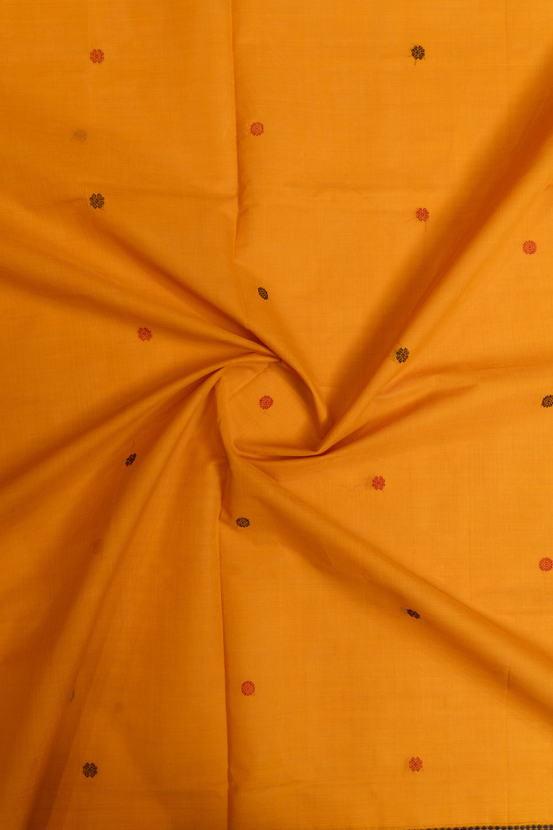 Orange threadwork pure handloom cotton saree