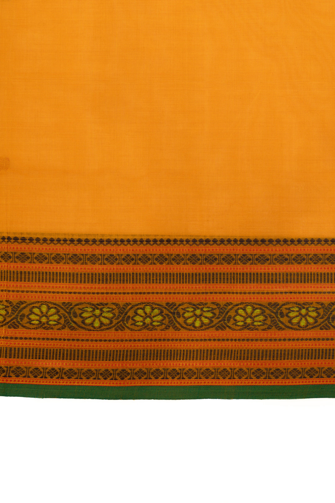 Orange threadwork pure handloom cotton saree