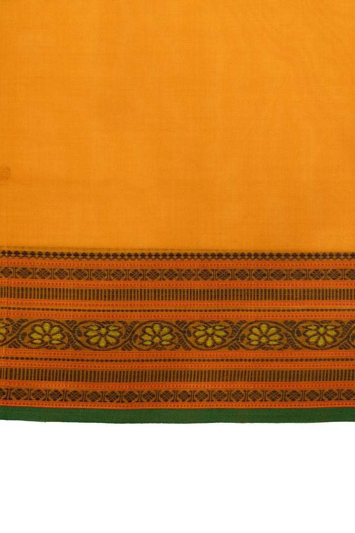 Orange threadwork pure handloom cotton saree