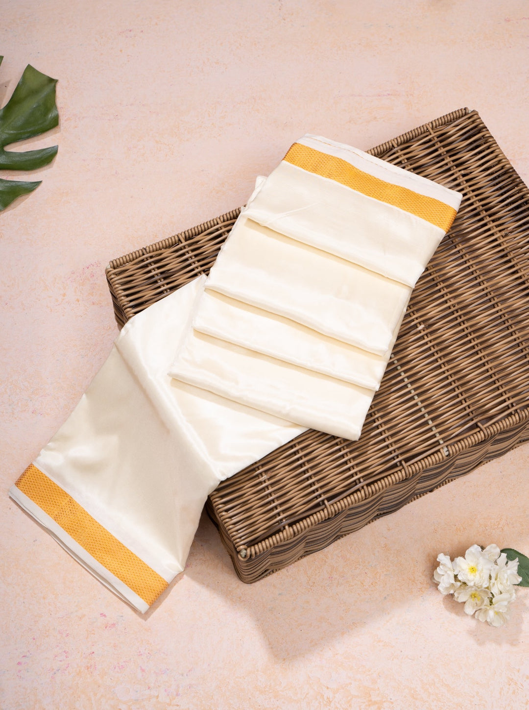 Off White Silk Dhoti Small Border - Clio Silks