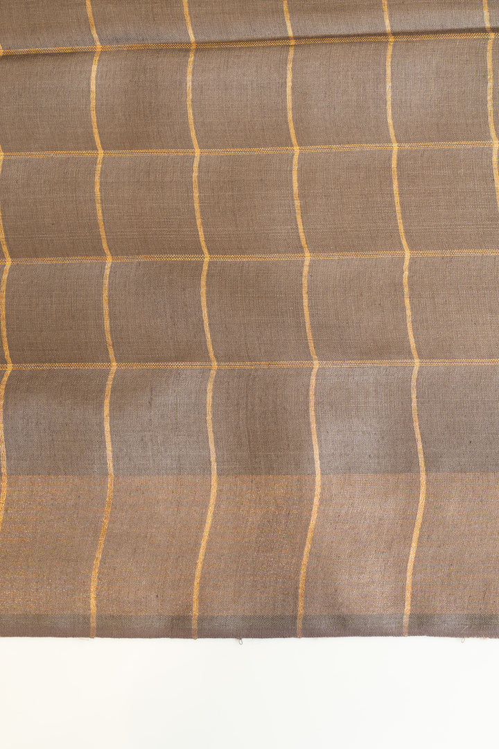 Grey multi floral handprinted pure Tussar silk saree