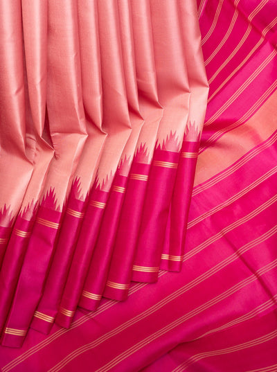 Lotus Pink Without Zari Pure Kanchipuram Silk Saree - Clio Silks