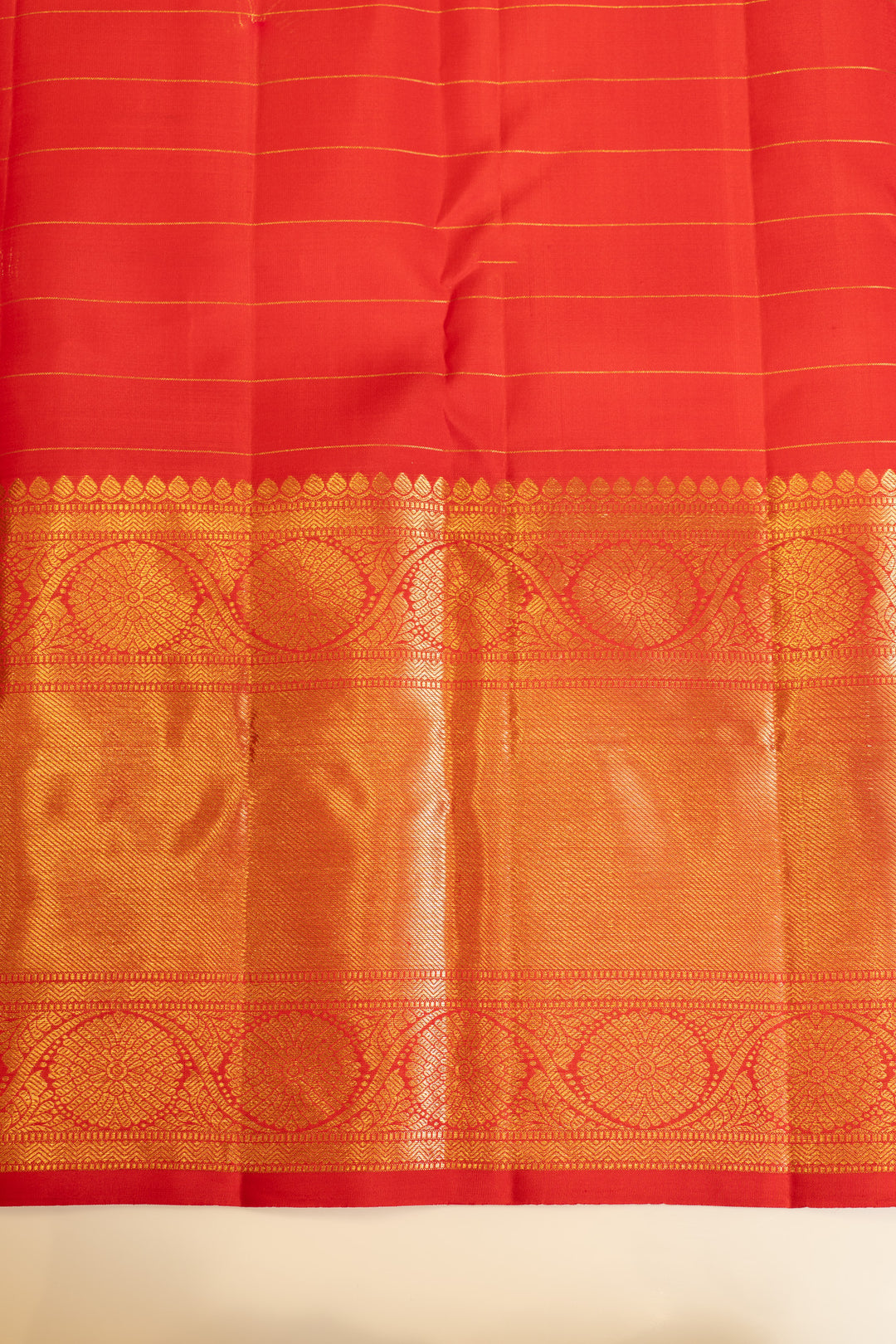 Chilli red traditional checks pure Kanchipuram silk saree