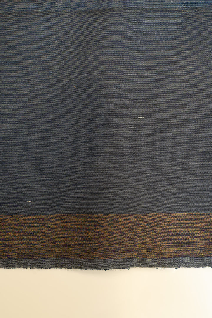 Beige and blue floral Handprinted pure Tussar silk saree