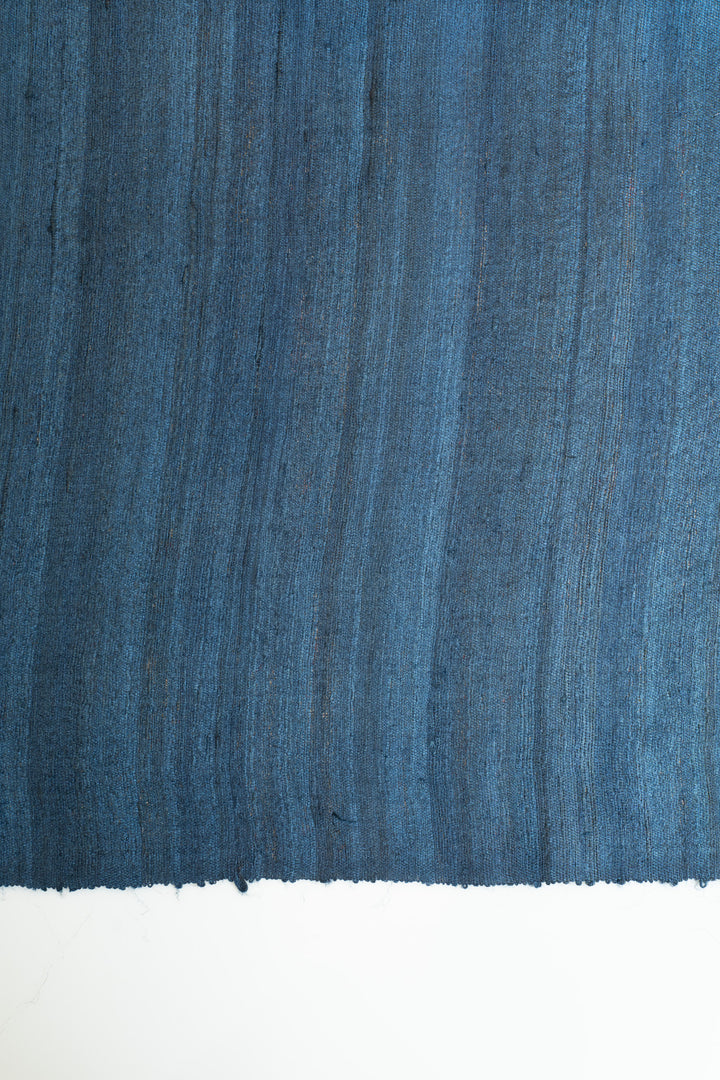 Beige and blue Madhubani handprinted pure Tussar saree