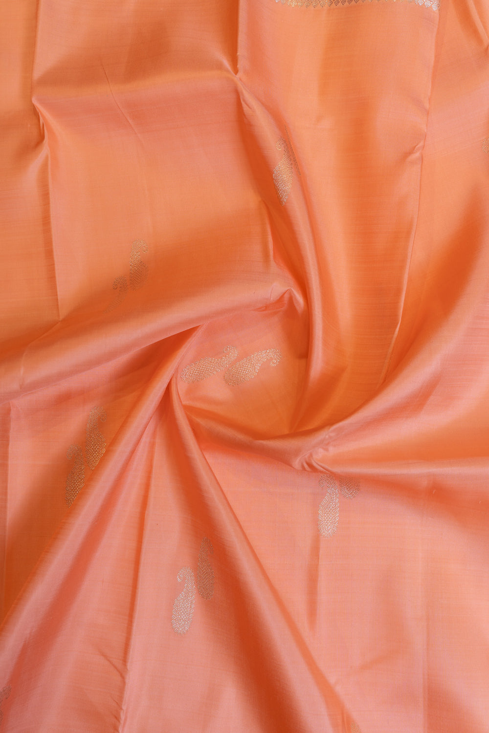 Salmon peach pastel pure Kanchipuram silk saree