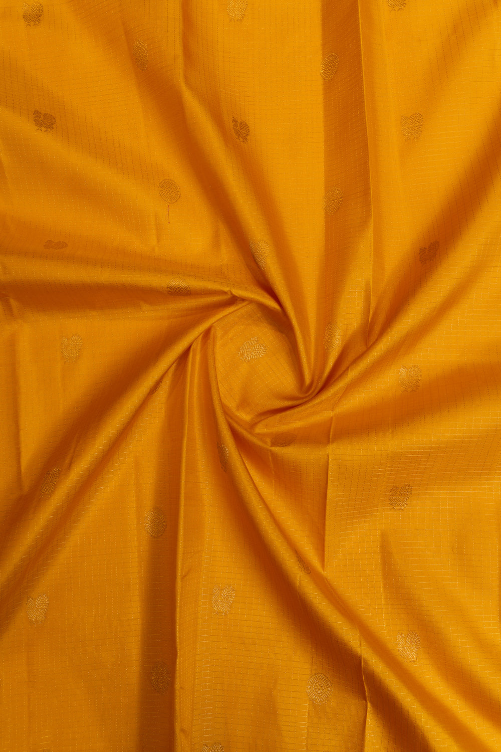 Golden yellow zari checks pure Kanchipuram silk saree
