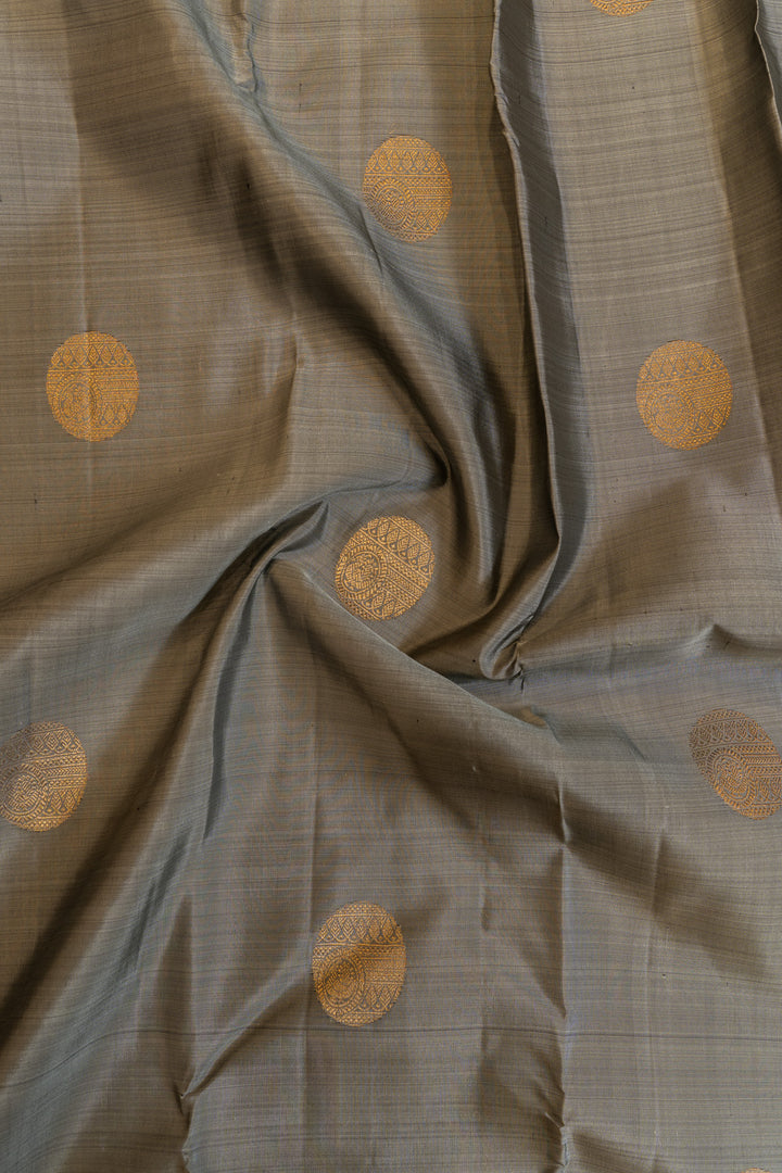 Grey and mauve rettai pettu pure Kanchipuram Silk saree