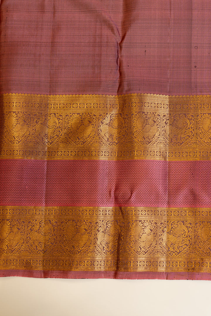 Grey and mauve rettai pettu pure Kanchipuram Silk saree
