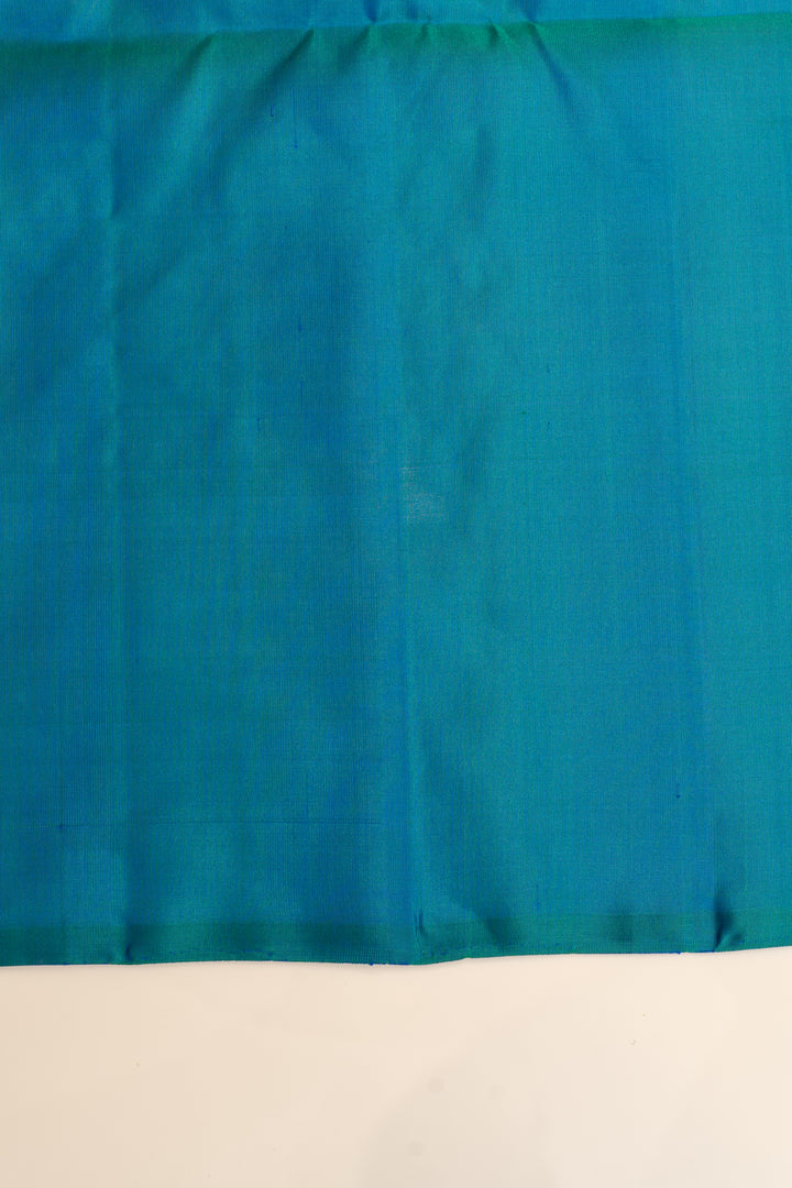 Orange and peacock blue Serpentine stripes pure soft silk saree