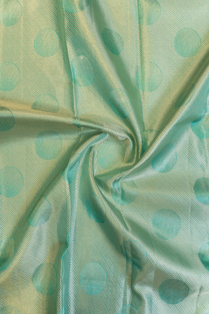 Cyan green tissue brocade pure Kanchipuram silk saree