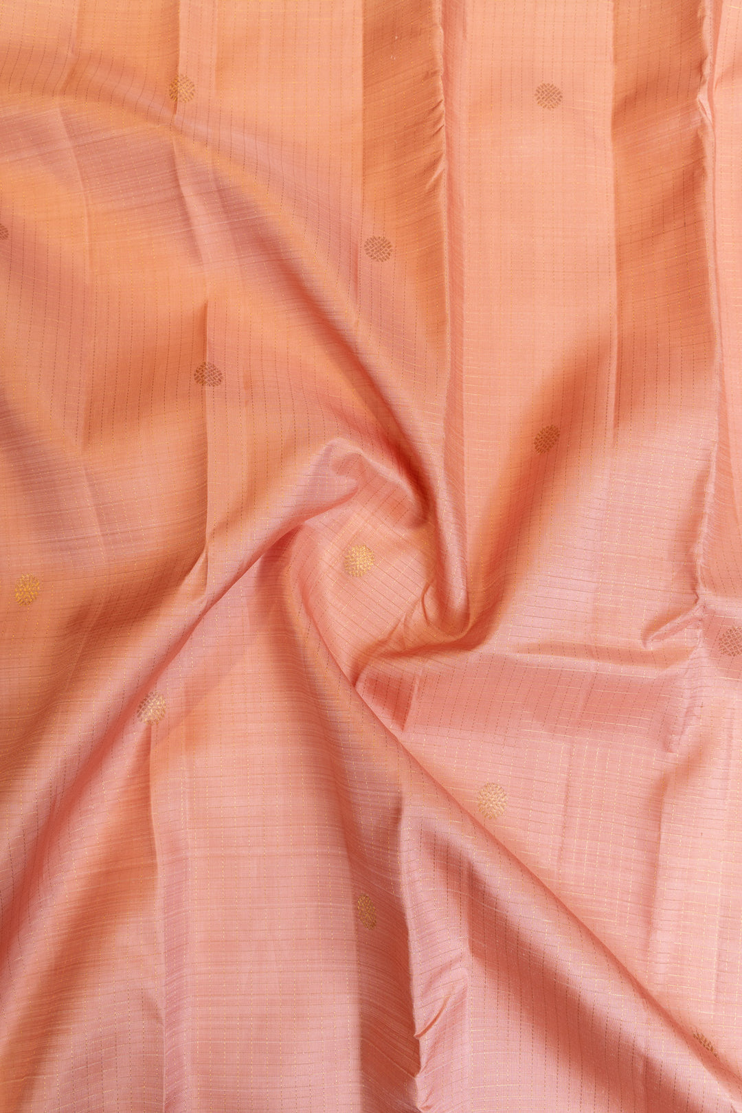 Blush pink zari checks pure Kanchipuram silk saree