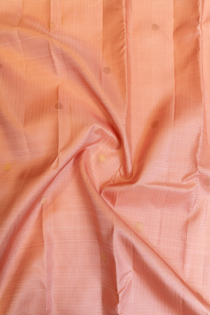 Blush pink zari checks pure Kanchipuram silk saree