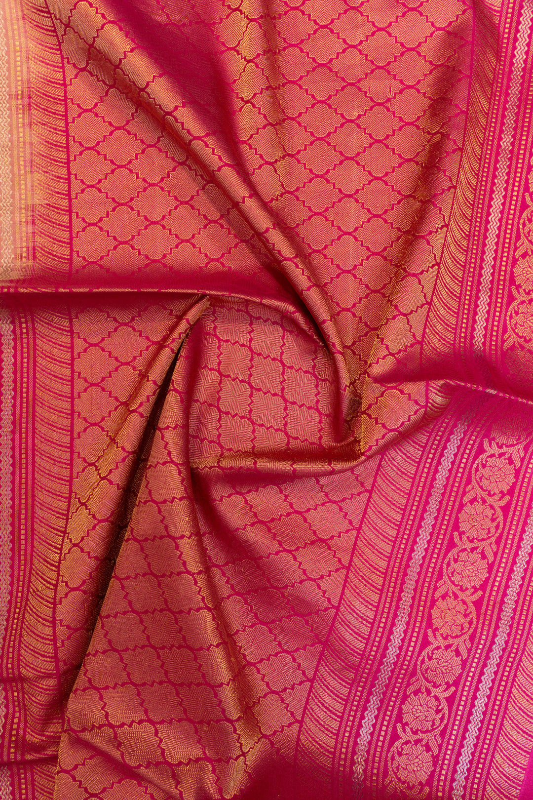Beige and magenta pure soft silk saree